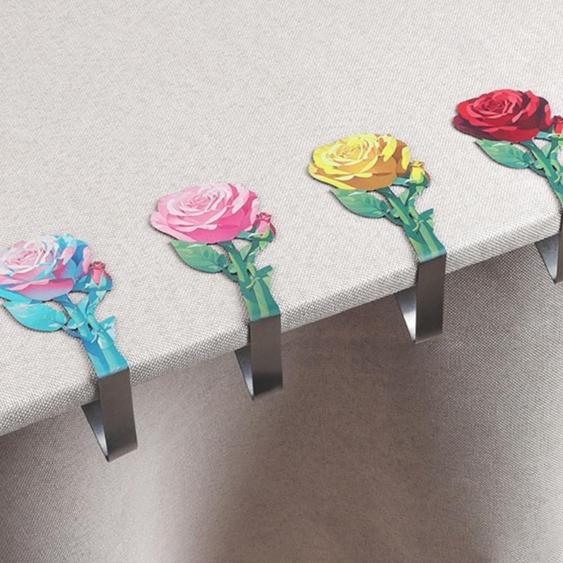 Металлические зажимы для скатерти с элегантным узором розы, домашние обеденные аксессуары, нержавеющие фиксаторы для скатерти