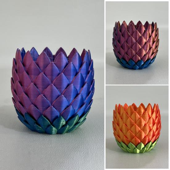 Dragon Scale Planter Pot with Drip Tray Indoor Outdoor Succulents Herb Plants Flower Pot Container with Drainage Holes Home Balcony Garden Decoration