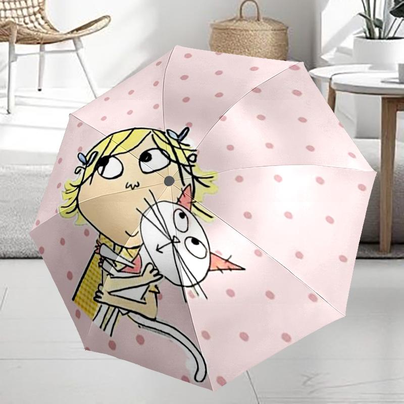 Charlie and Lola Theme Automatic Umbrella, Lightweight & Portable, 8 Rib, Perfect for Outdoor Travel, Birthdays, Christmas, Gifts.