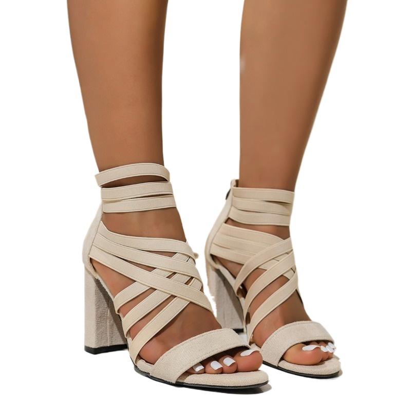 2024 Горячая Распродажа Женская Обувь Закрытый Каблук Женские Сандалии Модные Босоножки С Открытым Носком Женские Летние Босоножки Большого Размера На Каблуке