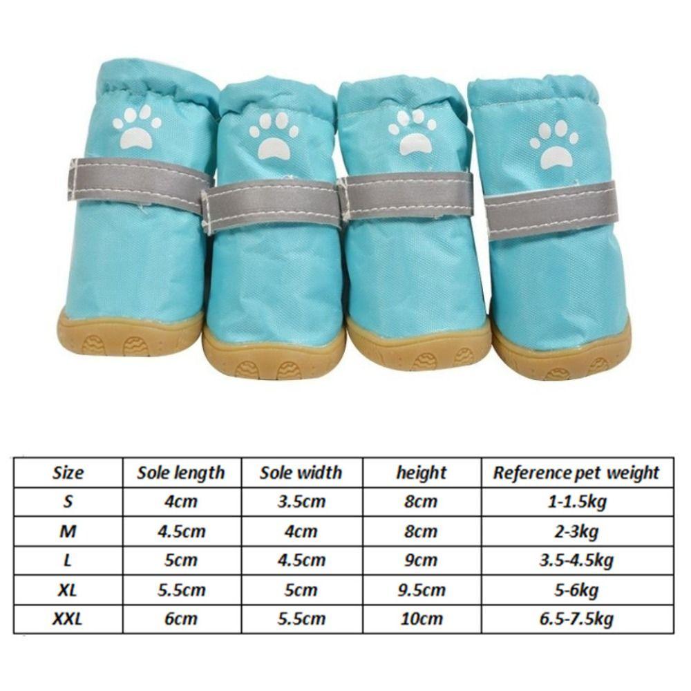 4pcs/set Anti-slip Pet Dog Shoes Waterproof Pet Rain Shoes Adorable Puppy Booties Small Medium Dog