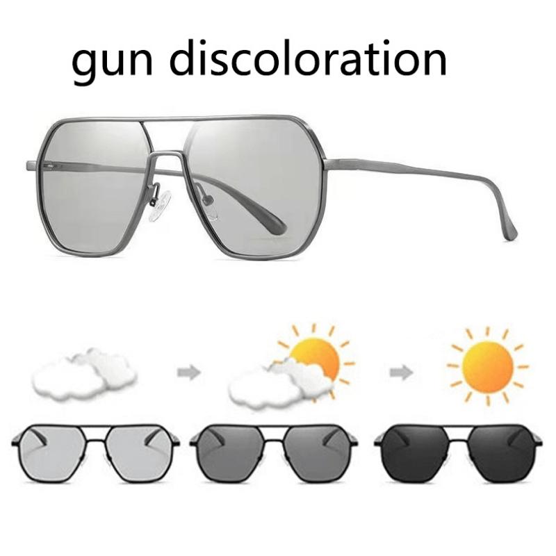 Металлические фотохромные солнцезащитные очки для мужчин и женщин, модные поляризованные солнцезащитные очки, стильные хамелеоновые антибликовые очки для вождения UV400