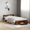 VidaXL Bed Frames and Drawer Smoked Oak 90x190 Cm Engineered Wood, Bed, Storage Bed, Single Bed Frame, Bed 3280787