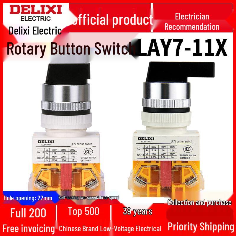 Переключатель с ручкой DELIXI LAY7, двухпозиционный, трехскоростной, с самоблокировкой