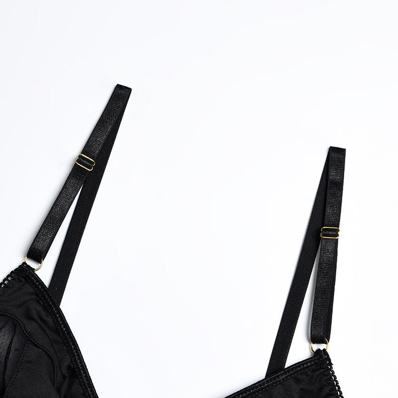 Aduloty Черный бюстгальтер из 3 предметов, женский пэчворк, прозрачный сетчатый комплект нижнего белья, женские сексуальные трусики, комплект нижнего белья