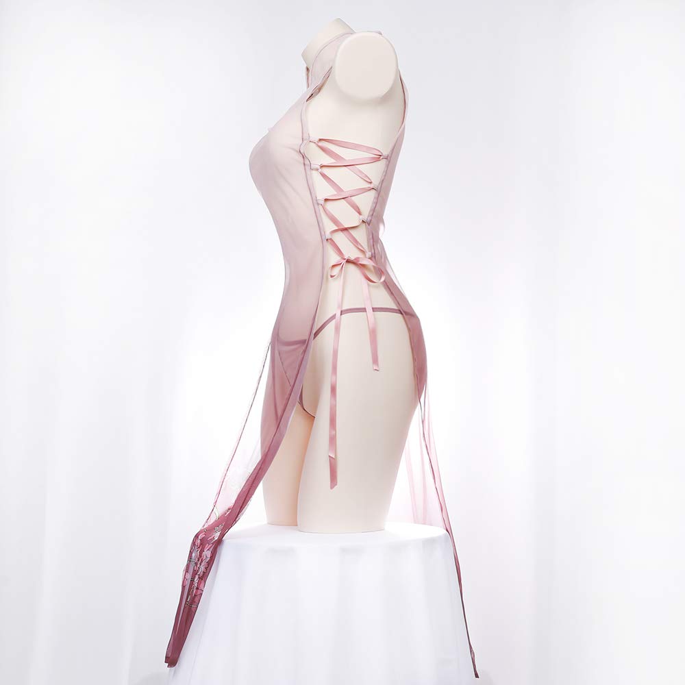 Сексуальное китайское платье для косплея Baby Doll в китайском стиле, китайская одежда, пижама, милое нижнее белье с цветочным узором, прозрачное, один размер