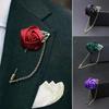 Rose Brooch With Gold Leaf Men's Advanced Chic Deer Pin Suit Shawl Lapel Pins Uxedo Corsage Party Accessories Creative Gifts