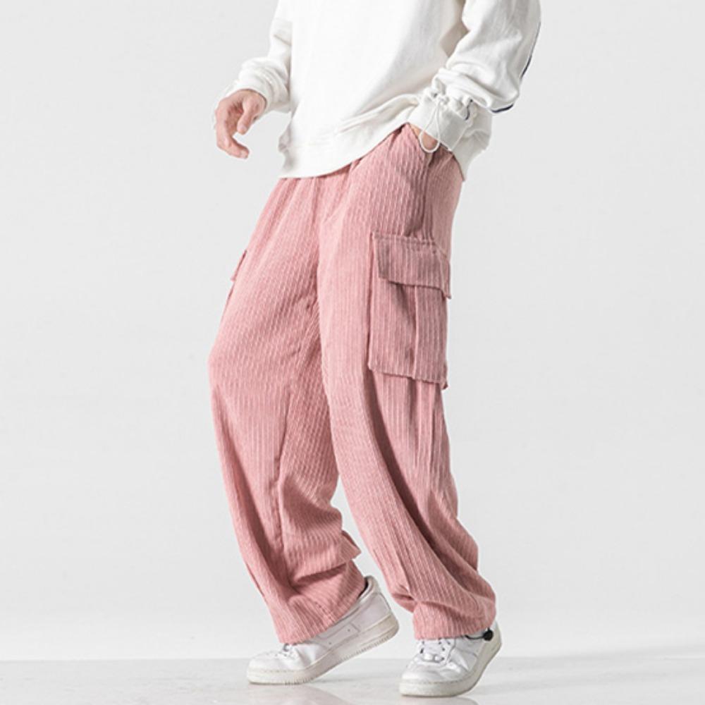 Autumn Casual Men's Pants Korean Version Corduroy Solid Color Overalls Street Wide-leg Pants Trend Large Size All-match Pants