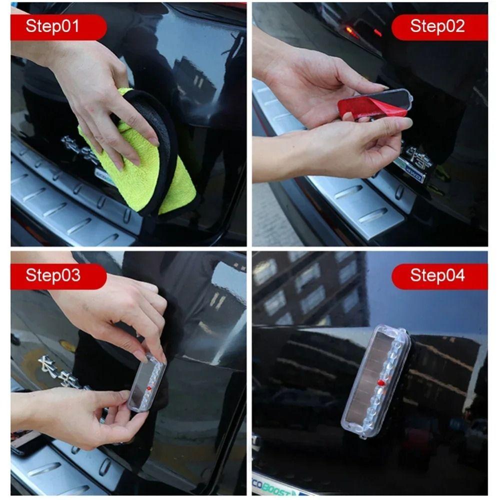 Solar Powered LED Strobe Warning Light Colorful Auto Emergency Lamp Motorcycles