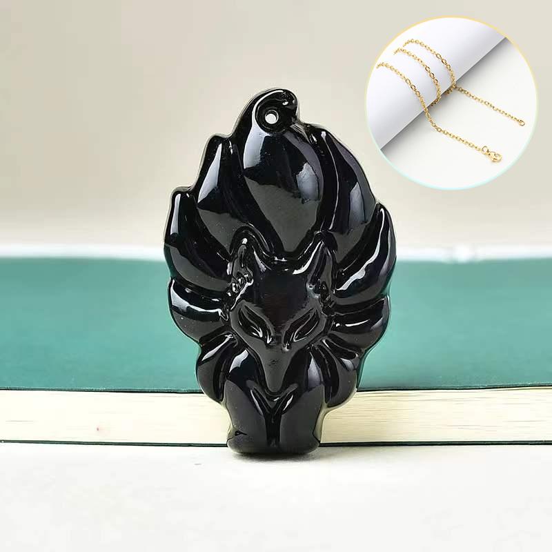 Ожерелье-цепочка с подвеской в ​​виде девятихвостой лисы, унисекс, китайское животное, ручная резная лиса, для мужчин и женщин, счастливый ювелирный подарок