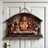 Деревянная христианская ключница 2D плоская Иисус Причастие Арт брелок-подставка с 4 крючками Религиозная настенная ключница для прихожей Домашний декор