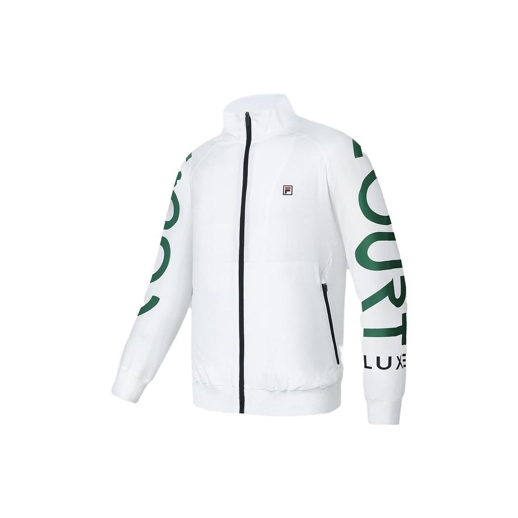 Fila Теннисная тканая куртка с принтом букв и воротником-стойкой для мужчин, белая A11M333707F-WT
