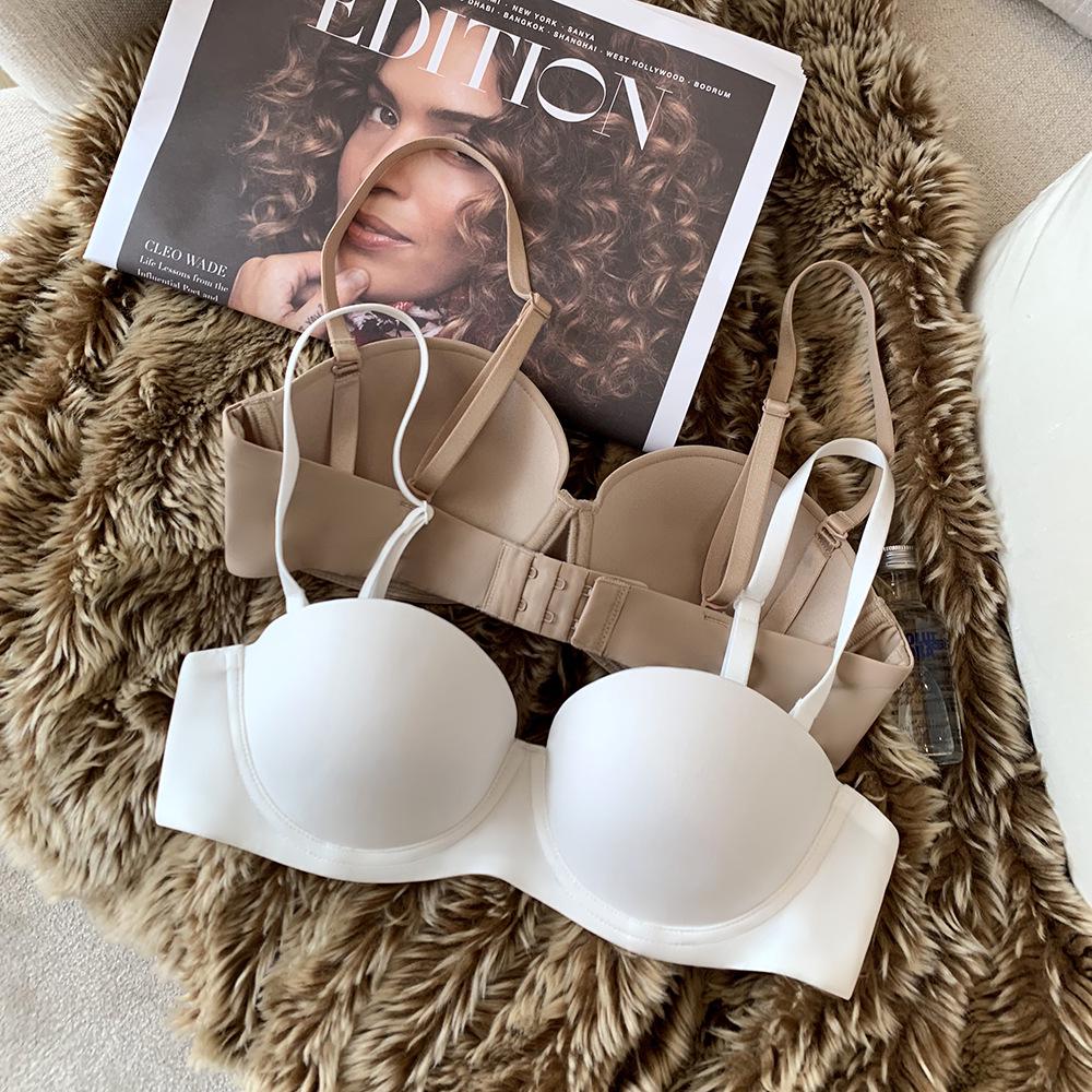 Женский бесшовный бюстгальтер без бретелей: Сексуальный, Гладкий, Регулируемый, Мягкая косточка, Дизайн полукубка для маленькой груди.