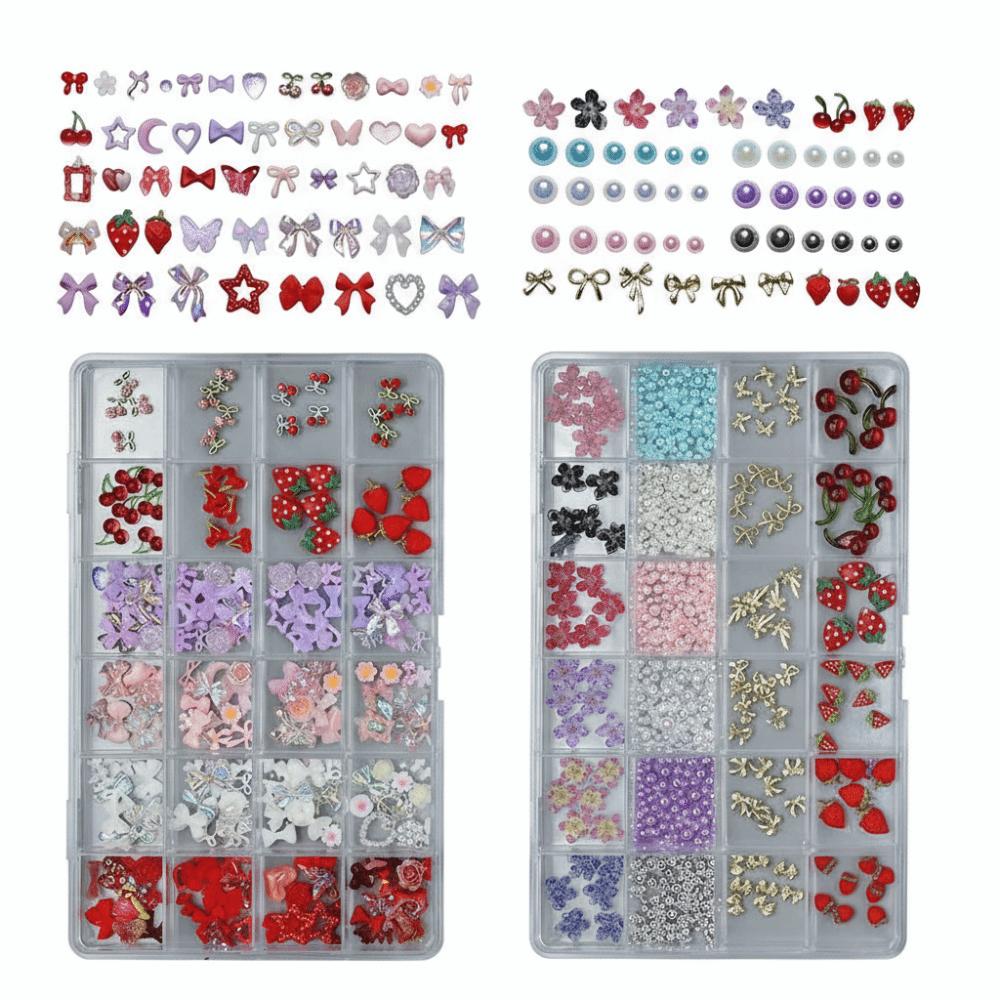 Bowknot Flower 3D Acrylic Nail Charms Sweet DIY Manicure Tools Nail Parts Kits for Nail Art