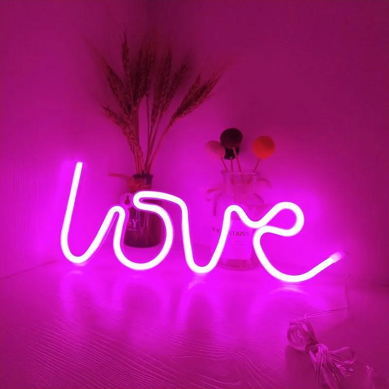 LED Neon Light Novel Fancy Light LOVE Wine Glass Butterfly Flamingo Note Shape Lights Internet Celebrity Holiday Decorative Lamp