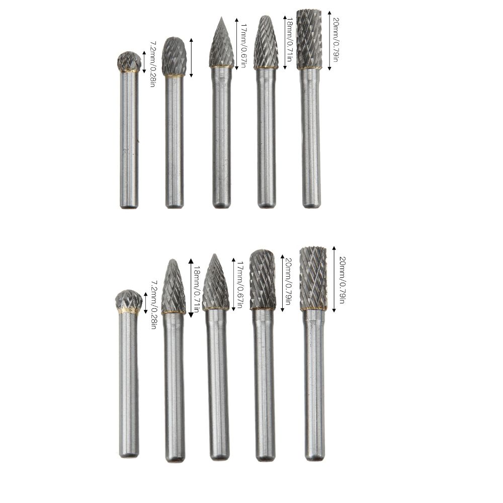 5PCS Alloy Steel Rotary Burr Set Double Cut Die Grinder Bits Auto Repair Shops