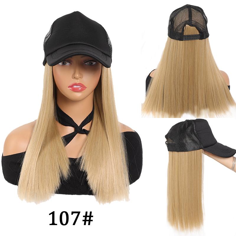 Парик из губчатой ​​шляпы с черным утиным языком, длинные прямые волосы, женский синтетический парик регулируемого размера, легко носить, подходит для ежедневного использования