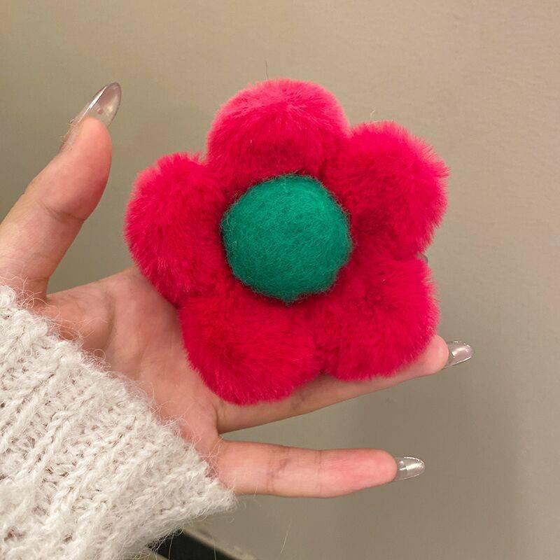 Sweet Flower Hair Clip Girl's Temperament Claw Clip New Plush High Ponytail Claw Clip Fashionable Hair Accessory
