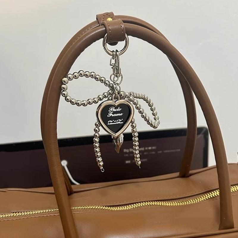 Милый кулон в виде бантика и сердца, креативный, нежный, с бусинами, женский, для девочки, подвеска для сумки, рюкзака, CLE