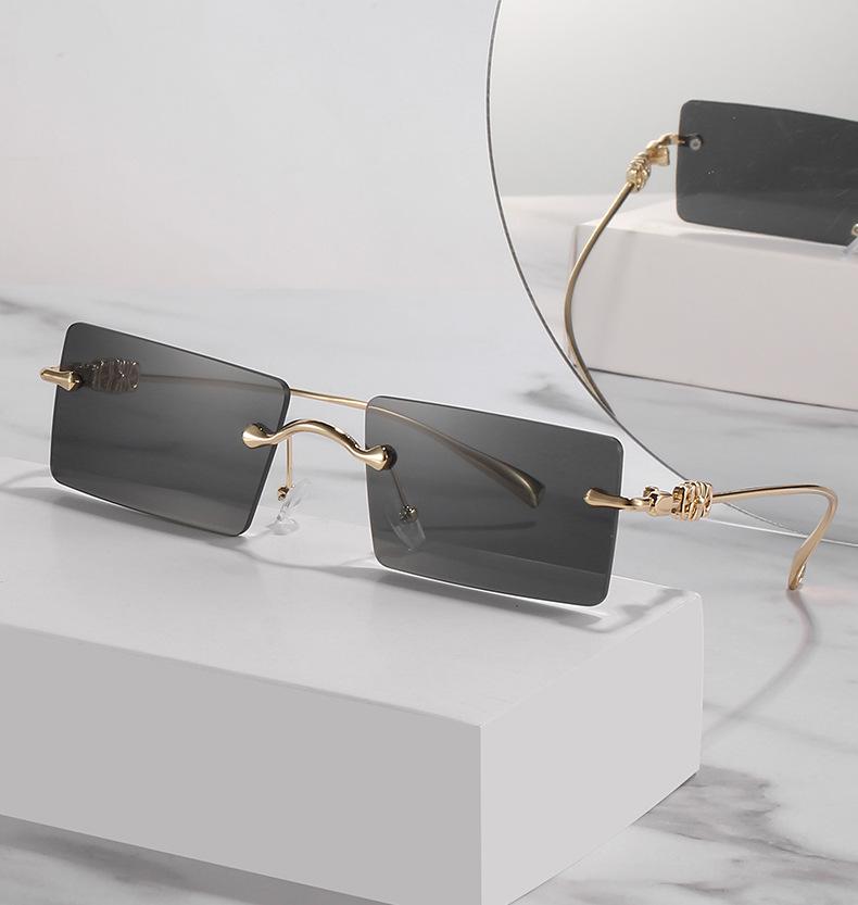 Fashion Square Rimless Women Sunglasses Mirror Classic Vintage Metal Frame Eyewear Men Female Luxury Sun Glasses Uv400