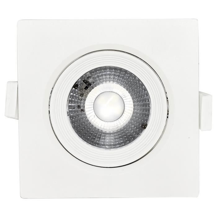 Spot LED encastrable carré blanc 5W IP20 6500K