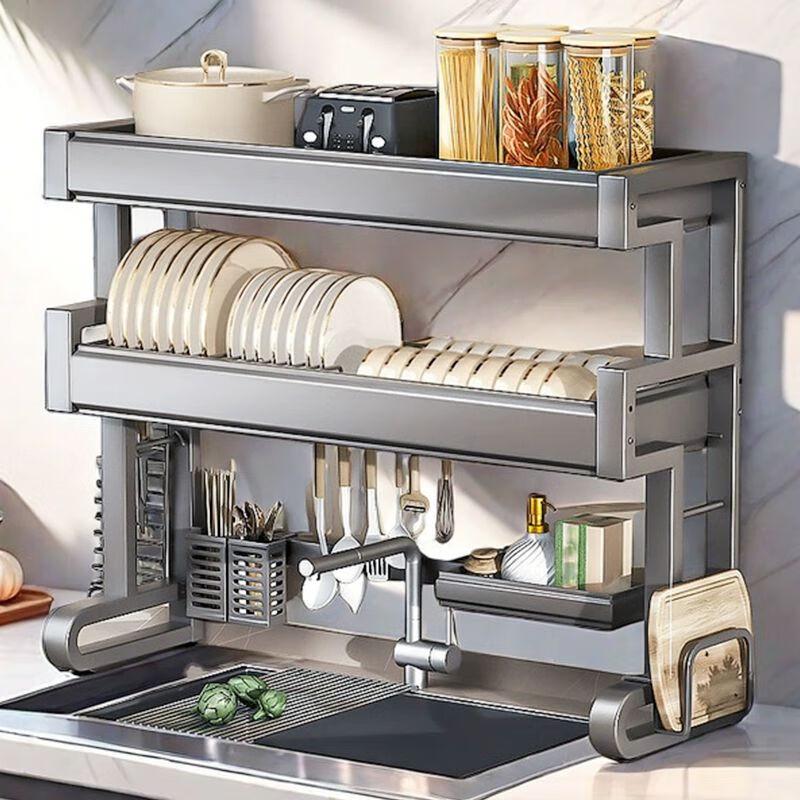 Выдвижная решетка для посуды и органайзер из углеродистой стали над раковиной