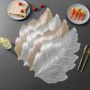6Pcs Kitchen Placemat Set High Temperature Resistant Gold-Stitched Leaf Shape Dining Place