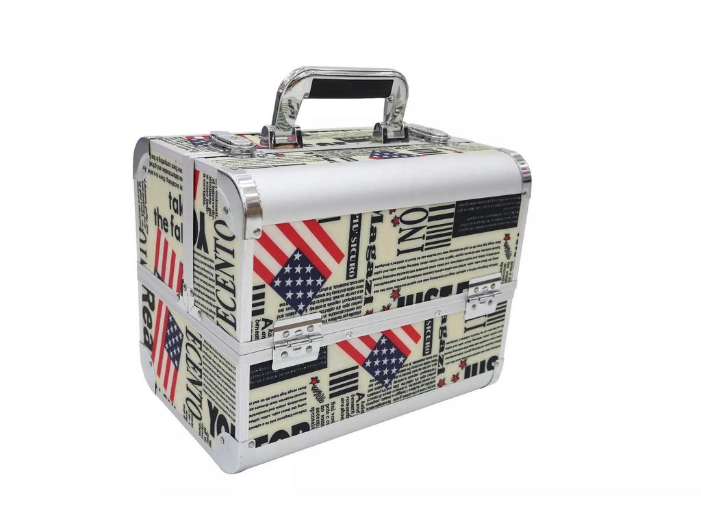 Алюминиевый ящик для косметики и инструментов для дизайна ногтей, татуировок и наращивания ресниц - двойной, открытый, студенческий ящик для хранения