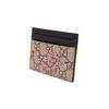 Gucci Coral snake print presbyopia logo open opening and closing canvas and leather card holder card bag men's ebony color and black