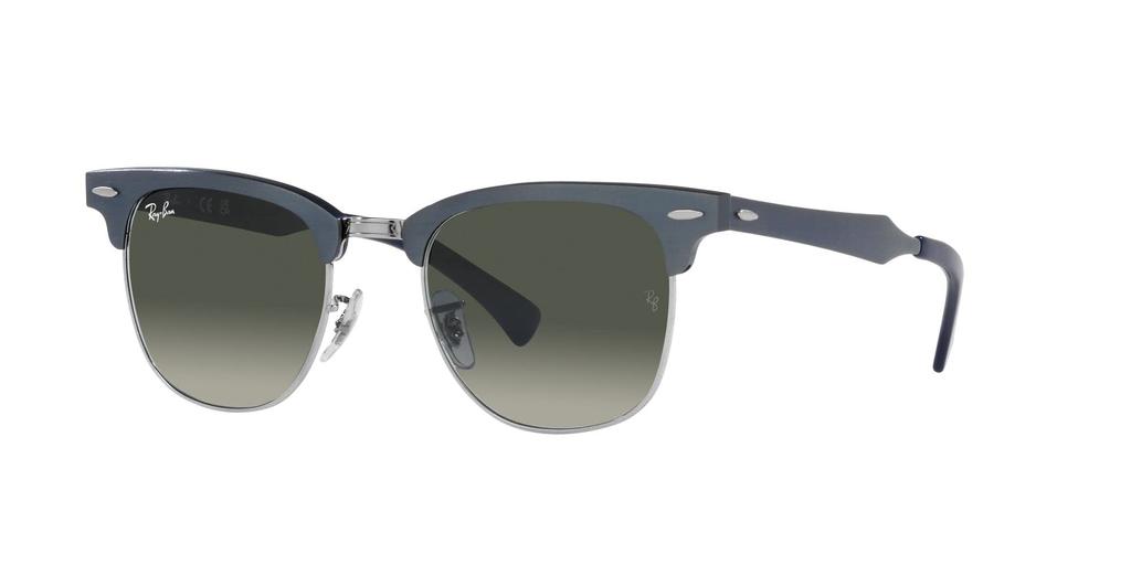 RB3507 Clubmaster Aluminum Brushed Blue on 51 Ray-Ban Sunglasses, 924871, Silver,