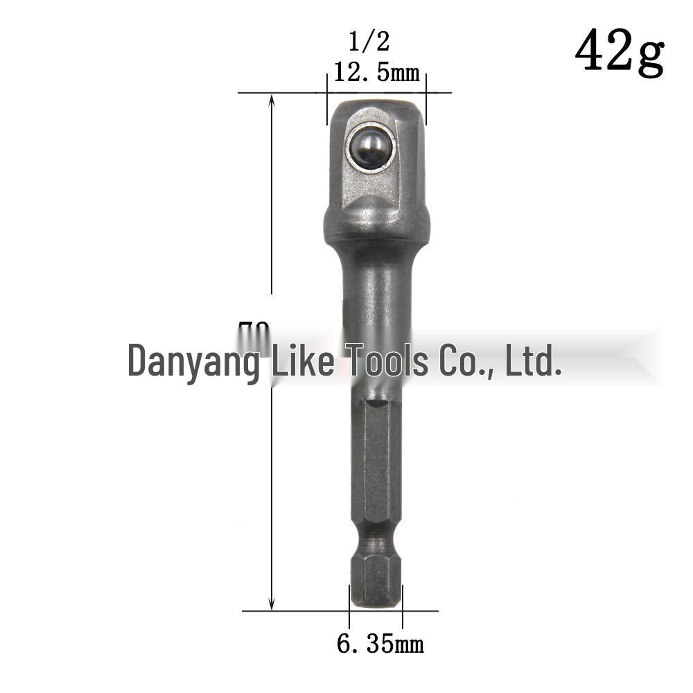 8-Piece Natural Color Electric Screwdriver Adapter Set: Includes 1/2" Square Head, 3/8", and 1/4" Hexagonal Rods.