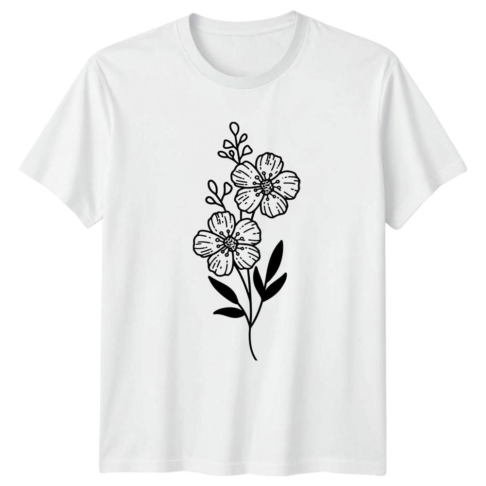 Elegant Minimalist Floral Design TShirt Botanical Nature Birthday Gift