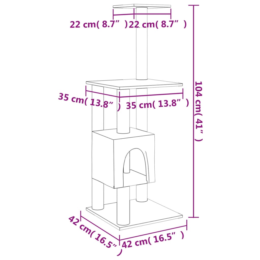Scratching Post with Sisal Scratching Posts Light Grey 104 cm