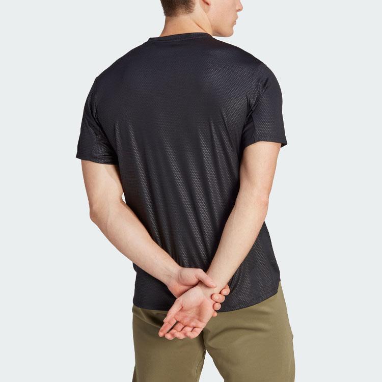 Adidas D4T Силовая футболка для тренировок с однотонным логотипом Быстросохнущие спортивные мужские топы с короткими рукавами для фитнеса, черные IL1381