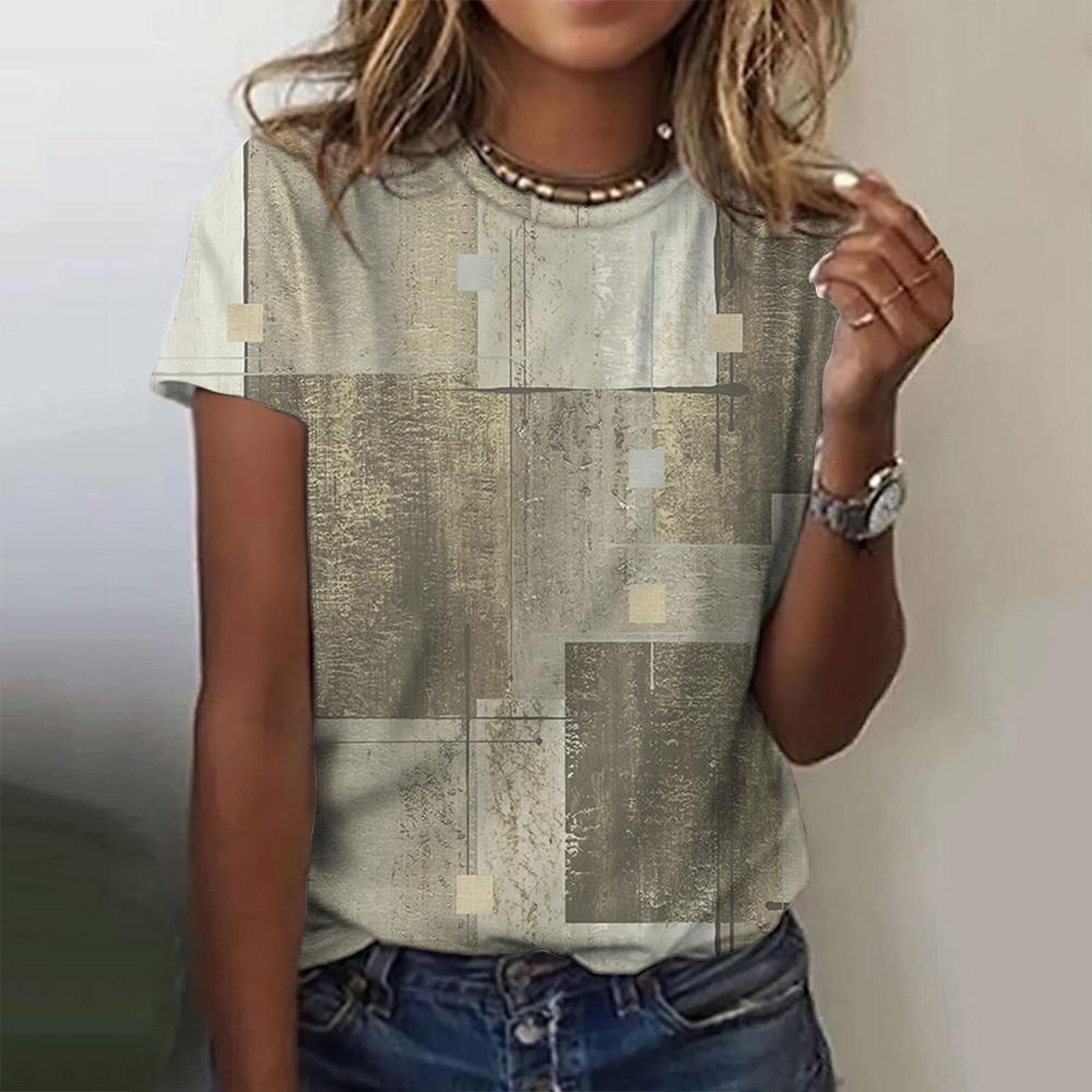 Ретро женская футболка с принтом в клетку, одежда в стиле пэчворк, блузка с коротким рукавом и круглым вырезом, женские топы большого размера, женская рубашка в стиле Харадзюку