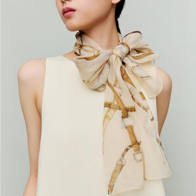Daks Ivory Silk Chiffon Scarf Dcsc6e681iv