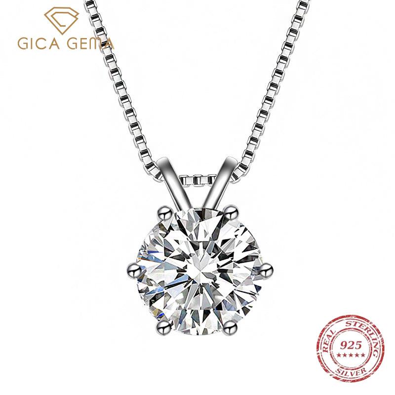 Gica Gema S925 Silver Set With 1ct Zircon Pendant Girlfriend Valentine Gift Collarbone Necklace