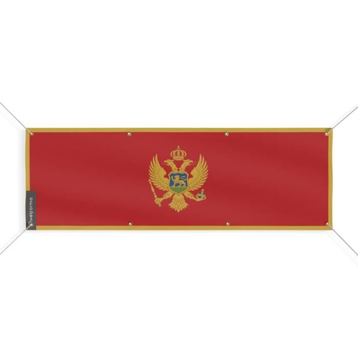 Bannière Drapeau Du Monténégro 8 Oeillets 170x510 Cm