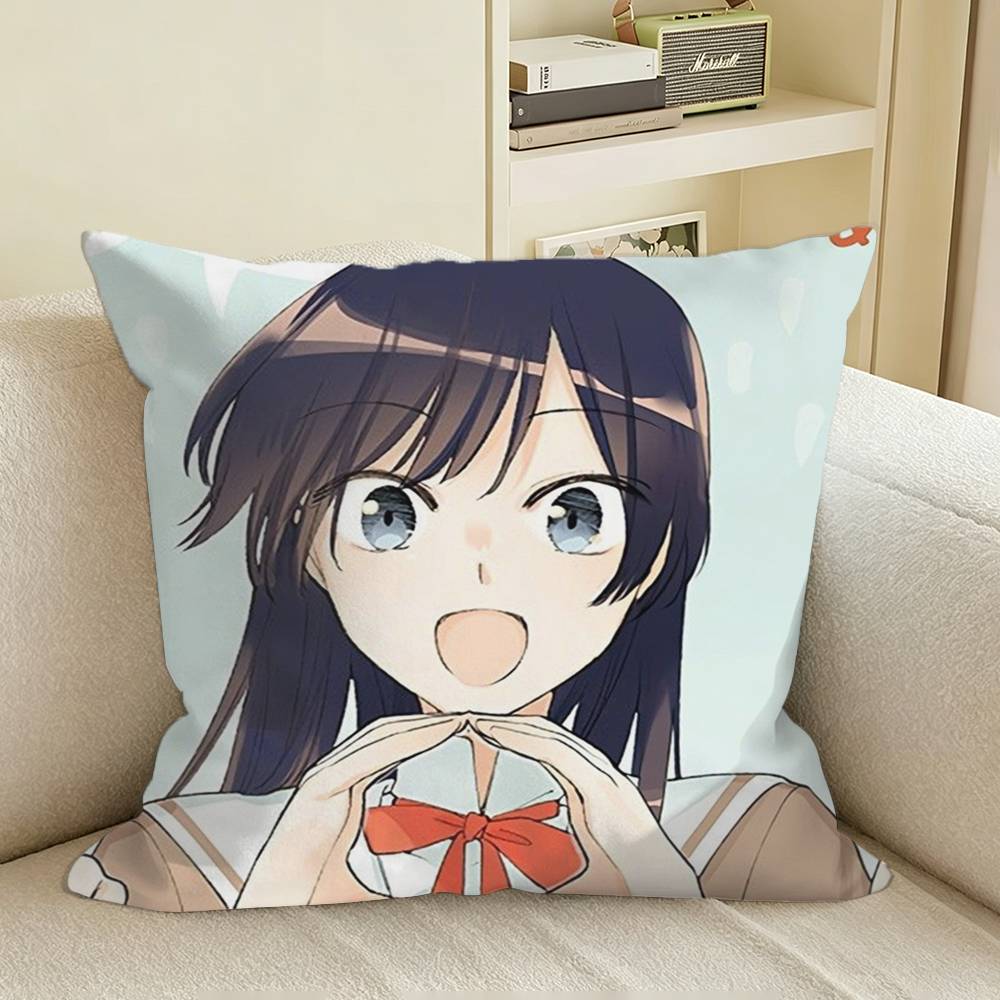 TTouko x Yuuu Anime Bloom Into You Square Sofa Pillow Cover Solid Color Living Room Home Decor Cushion Case