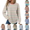 Женский полосатый топ с круглым вырезом, длинным рукавом, свободного кроя, в стиле кэжуал