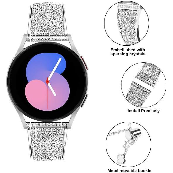 Совместимый для Samsung Galaxy Watch 7/FE/6/5/4 ремешок 40 мм 44 мм, ремешки Active 2, женский блестящий браслет, регулируемый сменный ремешок, браслет для Galaxy