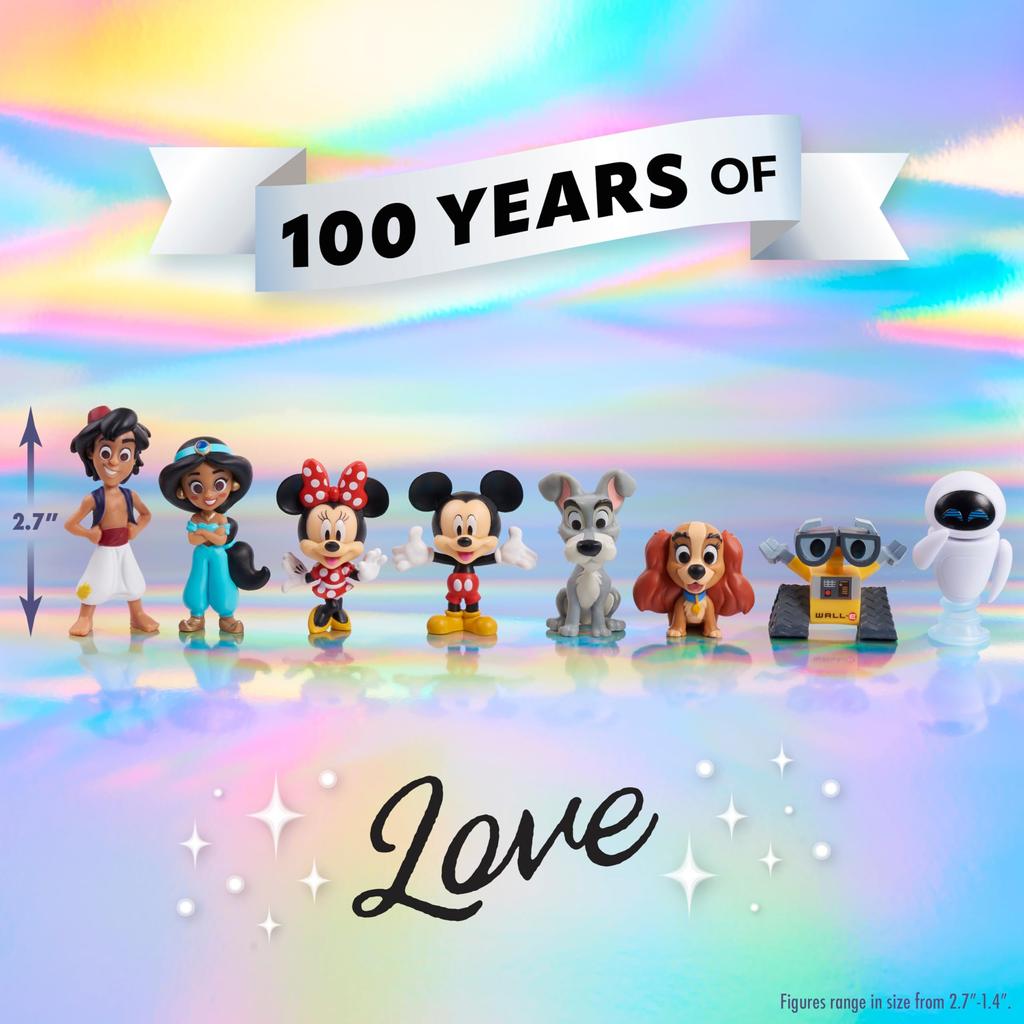 Disney 100 Years of Epic Limited Edition 8 Piece Figure Just Play Toys for Kids Ages 3 and Up Transformation, Set,