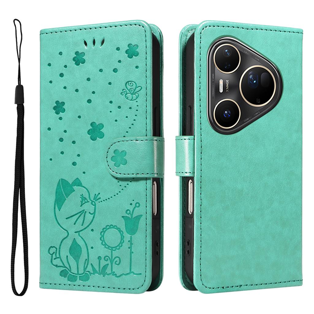For Huawei Pura 80 Ultra Leather Wallet Case Cat Bee Pattern Phone Cover Stand