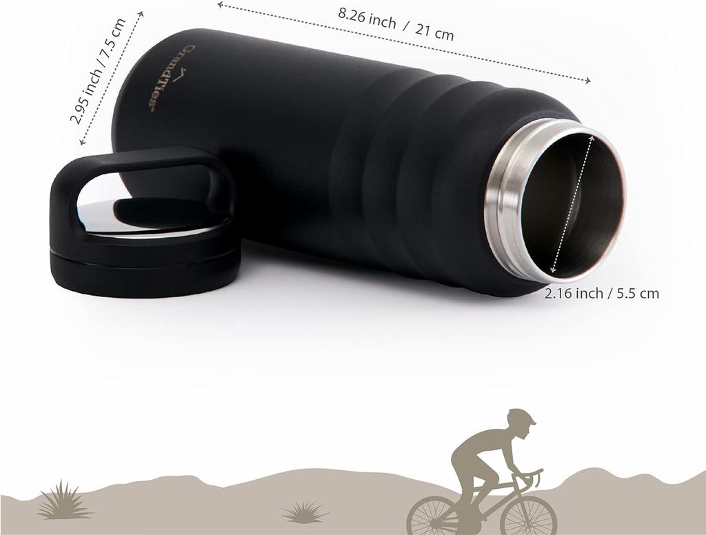 Кружка для воды из нержавеющей стали GRANDTIES с вакуумной изоляцией, с широким горлом, поставляется с 2 типами прямой подачи ледяной воды, горячей воды, легкой и большой, для занятий спортом