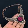 Рубиновый лабораторный драгоценный камень ручной работы из чистой медной проволоки, ювелирное ожерелье для женщин
