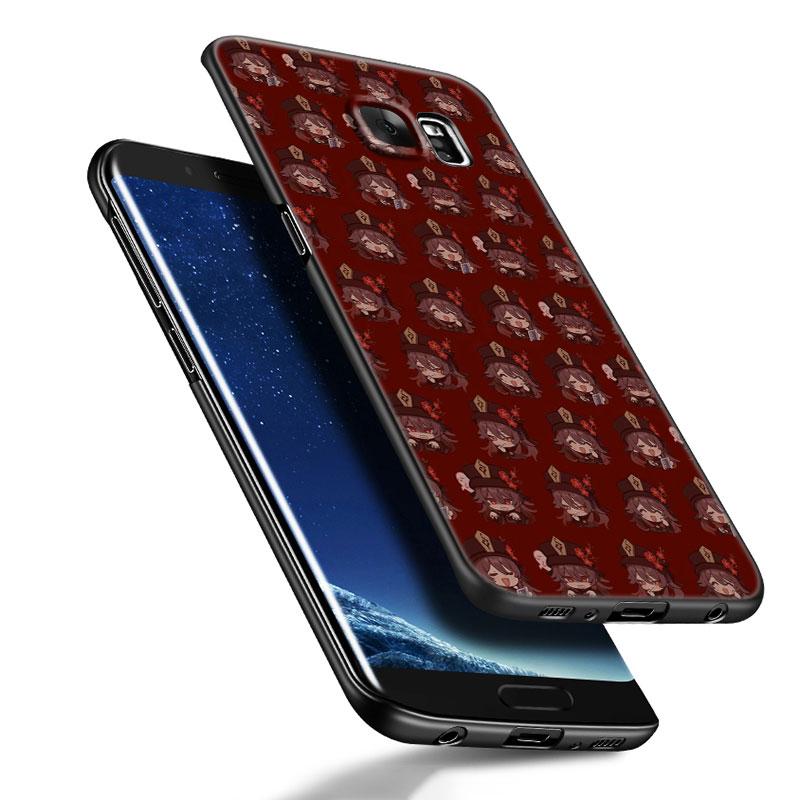 Hu Tao Genshin Impact Black Silicone Phone Case For Samsung Galaxy S23 S21 S20 FE S24 S22 Ultra S10E S10 S9 S8 Plus