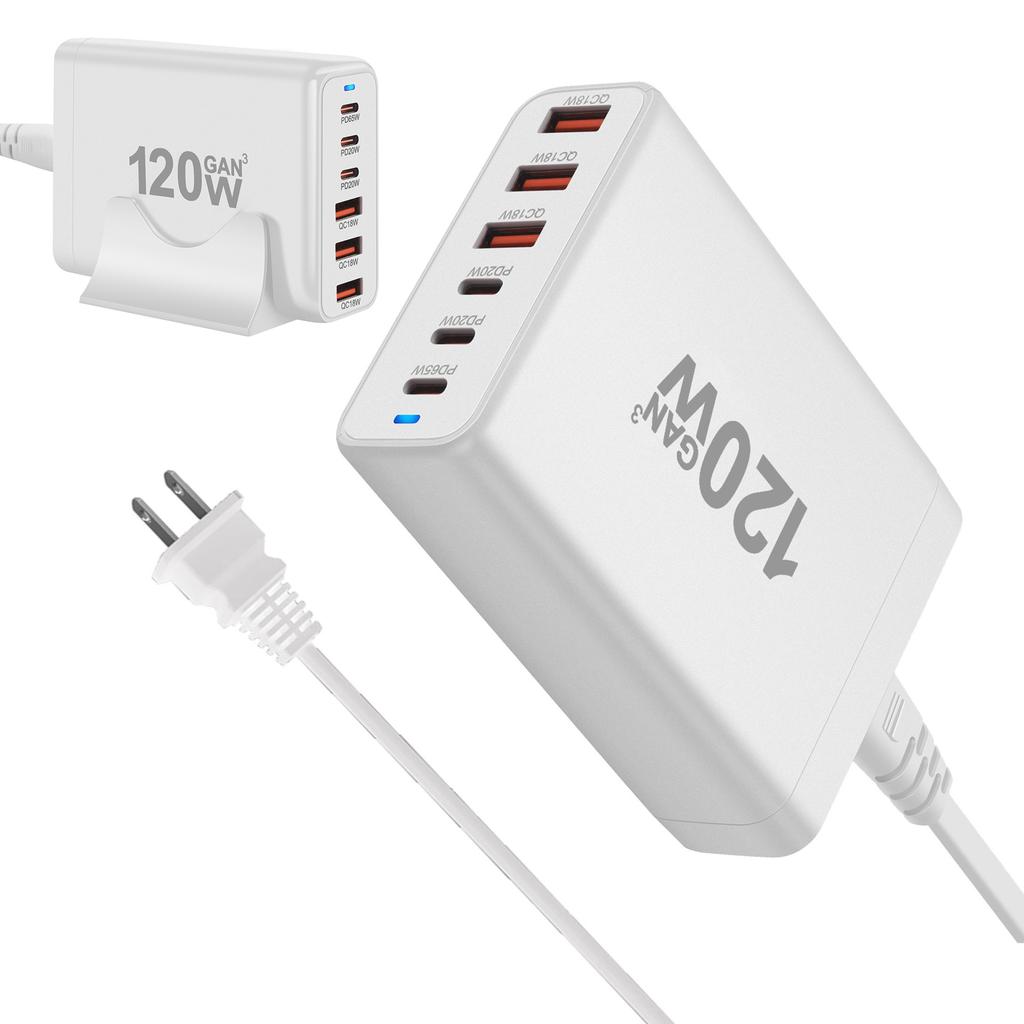 YMX-538 PD 65W GaN Desktop Charger 3 USB+3 Type-C Charging Station