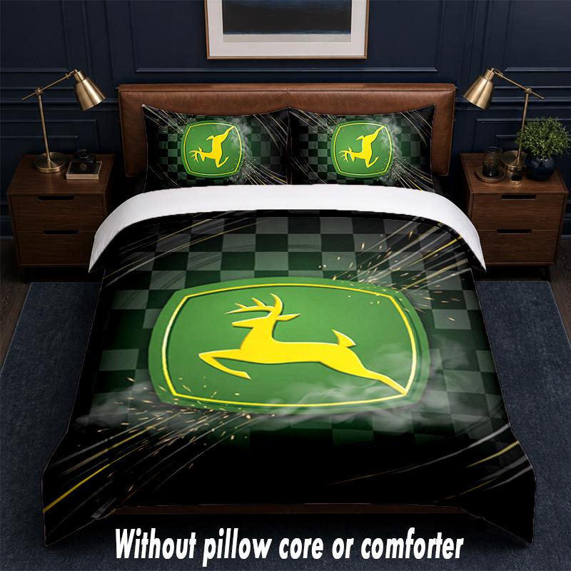 John Deere Design Bed Bedding Set 1 Duvet Cover + 2 Pillowcases Soft Breathable Household Bed Linens