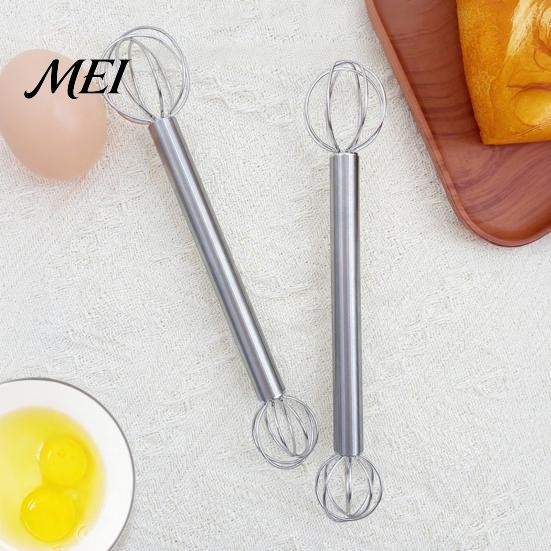 Soup Flavor Mixer Double Head Whisk, Stainless Steel Mixing Muddler, Handheld Blender Miso Dissolver Spoon for Paste Cream Eggs, Easy Clean