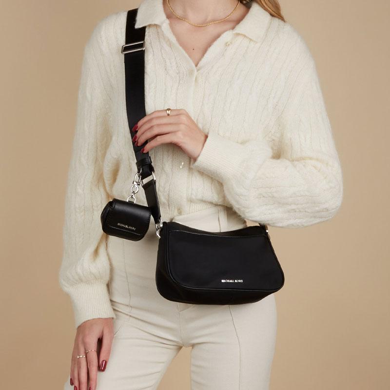 Michael Kors MK Jet Set 21 Сумка через плечо на молнии из нейлона Женские сумки Черный 32R3SJ6C8C-BLACK